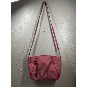 Coach Medium Kelsey Pink Red Jacquard Satchel Crossbody Bag F57244‎